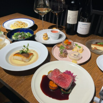 【牛ハラミステーキと旬の食材を使ったシェフ おまかせコース】全10品/6,600円(税込)