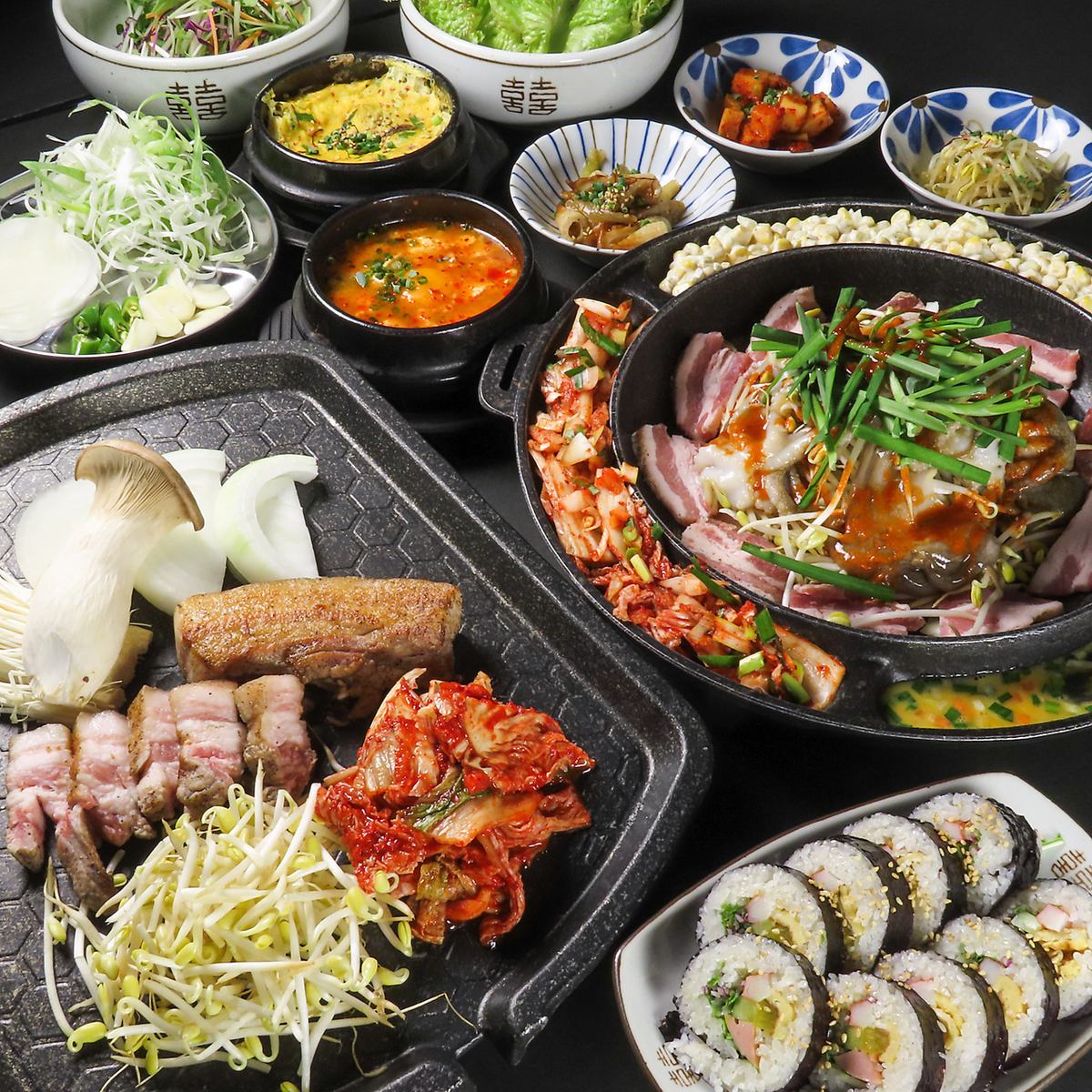 Enjoy authentic Korean flavors such as the classic samgyeopsal and the popular cheese dakgalbi♪