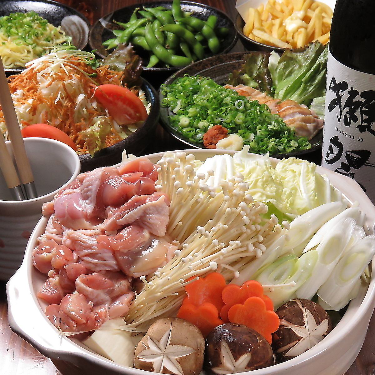 [Special Toridan Nabe] 3,500 yen with 2 hours all-you-can-drink♪ 3 types of Yose, Motsu, and Chigae