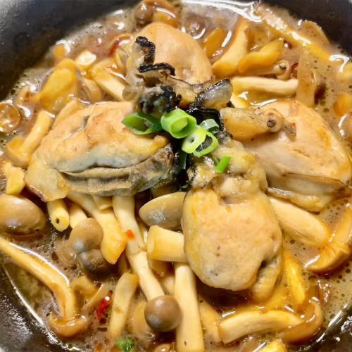 牡蠣とキノコ炒め