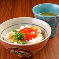 Pickled egg yolk rice (soup included)