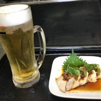 【13時～18時限定】よだれ鶏セット650円　生ビールorブラックニッカハイボール