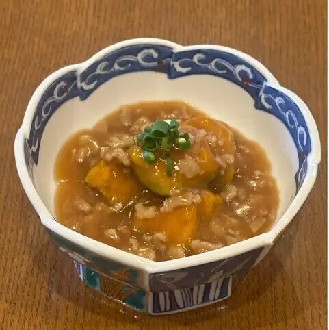 かぼちゃの肉味噌かけ