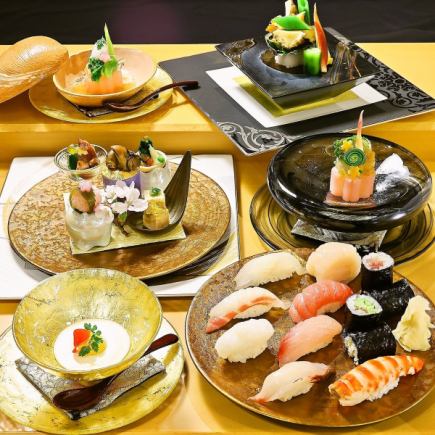 [Sushi Kappo Course] 11 dishes in total, including 10 pieces of exquisite aged sushi and abalone steak 22,000 yen ⇒ 15,400 yen