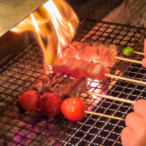 備長炭で焼く串焼き◎