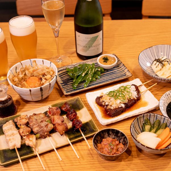 ◇5,900円～飲み放題コースご用意☆付き鶏モモ肉のジューシーから揚げ・本日のおまかせ串5本盛など