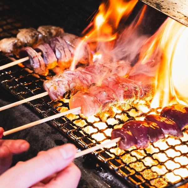 ◇ブランド品種の美桜鶏(みおうどり)を使用×備長炭で焼く串焼き
