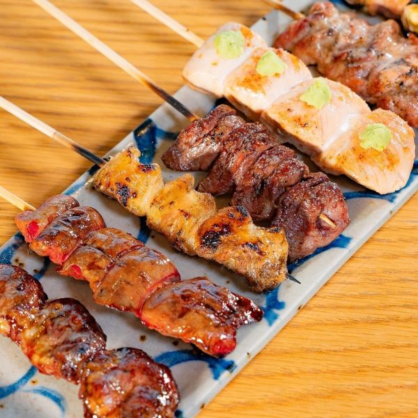 ◇季節野菜の肉巻き串など毎日手仕込みしている焼き物をご提供