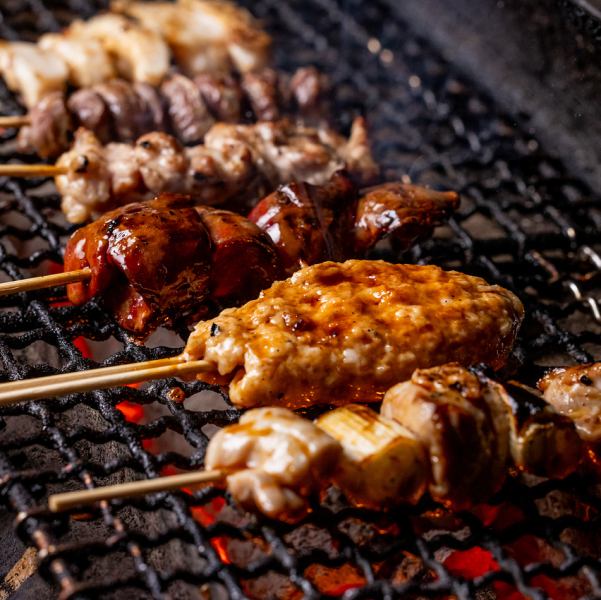 ◇ブランド品種の美桜鶏(みおうどり)を使用×備長炭で焼く串焼き
