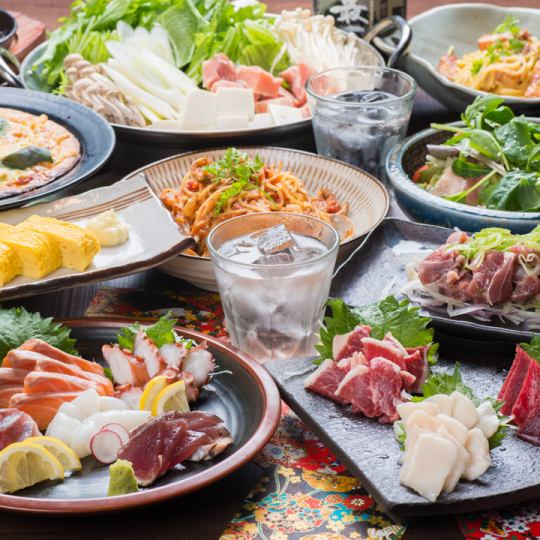 Draft beer OK♪ [Appetizer includes 3 kinds of horse sashimi + sashimi assortment] 80 dishes all-you-can-eat + all-you-can-drink [120 minutes] ⇒ 4,300 yen