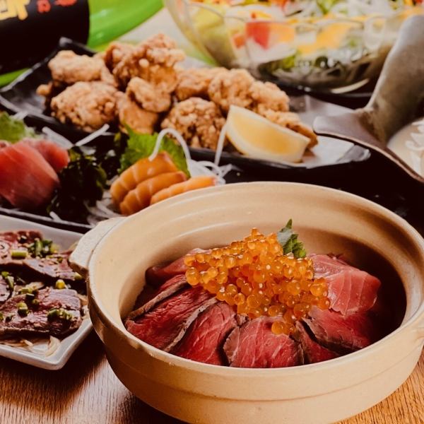 【金・土・祝前日も3時間】肉・海鮮土鍋飯コース　3時間飲み放題付き4500円♪