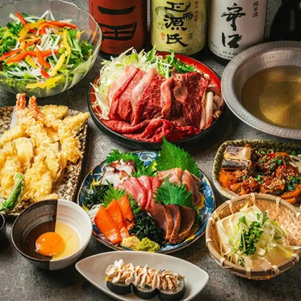 【金・土・祝前日も3時間】上州牛と黄金軍鶏の極みコース　3時間飲み放題付き6000円♪