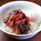 Special grilled char siu and rice bowl with hot spring eggs