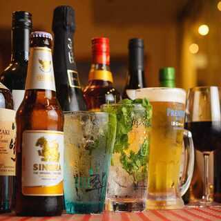 【飲み放題単品コース】生ビール、ハイボール、種類豊富なカクテルなど飲み放題⇒1980円(税込)