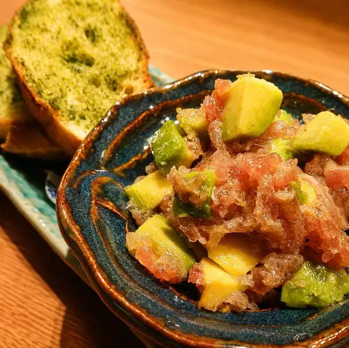 Garlic toast with green onions and taro