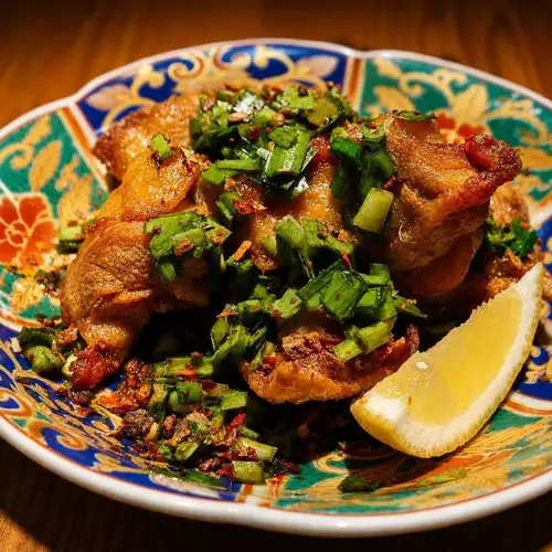 Deep-fried chicken with spicy chive sauce