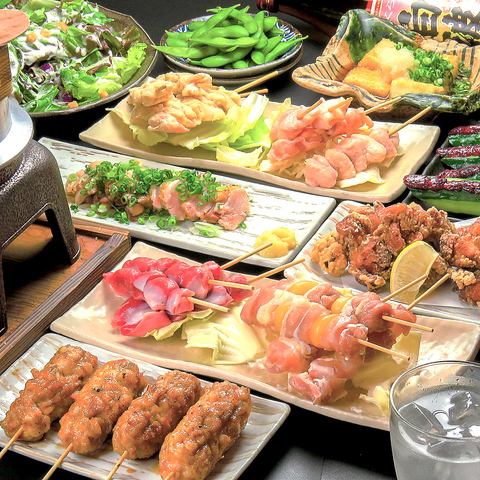 Recommended for welcoming and farewell parties! A course including the specialty Tsukune King and a chicken and burdock rice dish is available. All-you-can-drink included, from 3,800 yen.