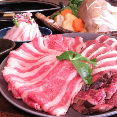 豪华“和牛寿喜烧/朝日猪肉 烤猪肉/生鱼片”8道菜 2小时无限畅饮 5,500日元