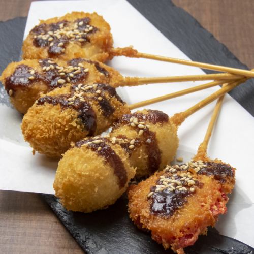 Assortment of 5 types of kushikatsu