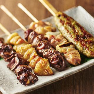 The skewers that are carefully grilled one by one over the special charcoal fire are exquisite!