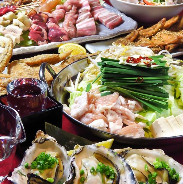 各種宴会・女子会におすすめ！馬刺しや炭火焼、もつ鍋など120分飲み放題付き5500円で◎