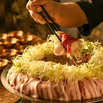 【黒毛和牛と山形豚の牡丹焼きコース】2時間飲み放題つき全10品『6,000円⇒5,000円』