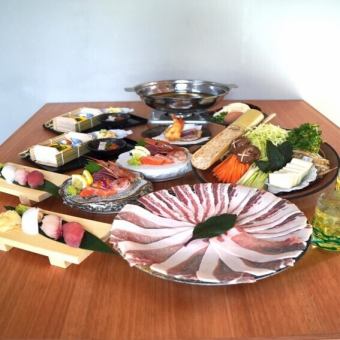 【カフープラン】しゃぶしゃぶ+豪華寿司プラン♪全7品11000円(税込)！黄金だししゃぶ仕立て