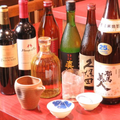 Local sake and brand shochu are also available