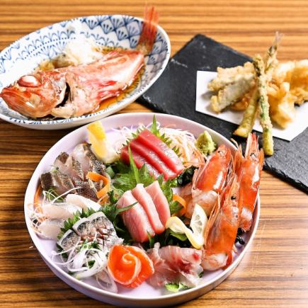 【料理7品+2.5h飲み放題付き】旬の鮮魚を中心に手作り料理を味わう《浜尚コース》6000円(税込)