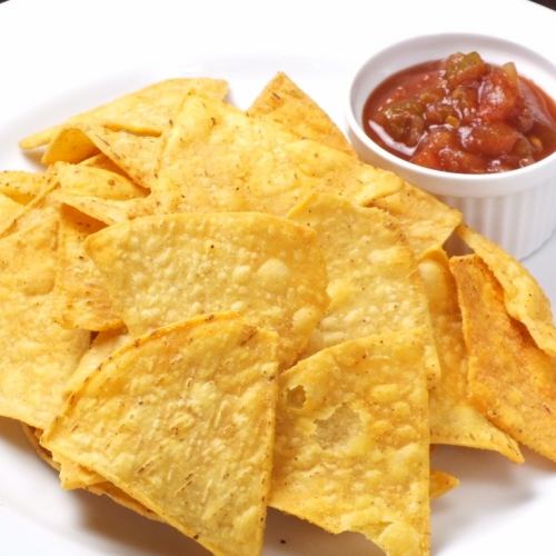Tortilla chips salsa sauce