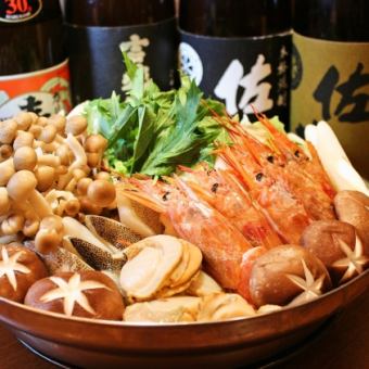 【鍋付!5,000円コース】2h飲み放題＋料理10品★選べる鍋、握り2種、刺身5点等々◎