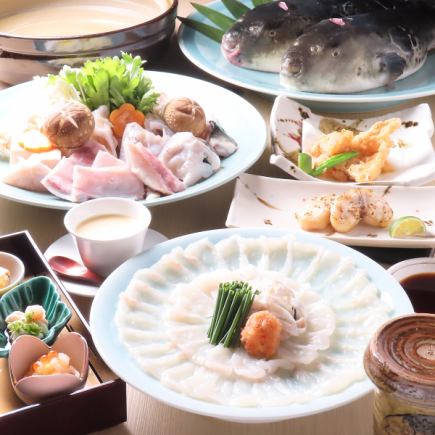 [Fugu Hot Pot Course] 8 dishes including tessa, deep-fried fugu, and tetchiri hot pot, 2 hours of all-you-can-drink included, 15,000 yen (tax included)