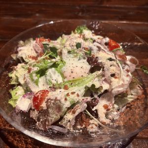 Caesar salad with soft-boiled egg