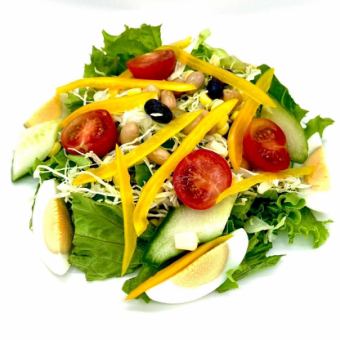 たっぷり矢那野菜のグリーンサラダ、ごまドレッシング