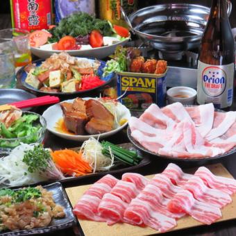 【ちむどん贅沢コース】アグー豚しゃぶしゃぶやラフティー含む全10品！3h飲放付6500円(税込)
