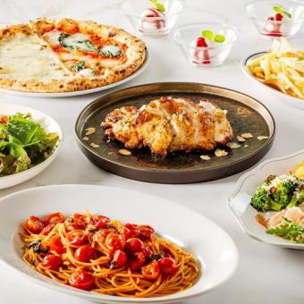【9/3~】《料理のみ》サルヴァトーレコース★鶏もも肉のソテー・ピッツァ等大満足11品♪4300円