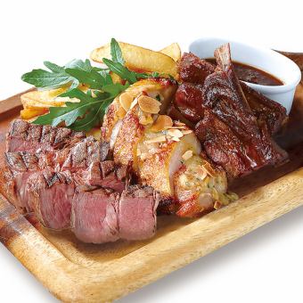 豪快!!お肉の盛り合わせ~牛赤身肉・スペアリブ・鶏もも肉のソテー~