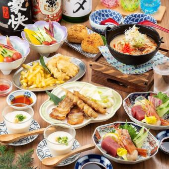 ●<120 minute seating!>●Sashimi, yakitori, oden, motsunabe, etc. "Hakata specialty hotpot with all-you-can-drink course" 5000 yen