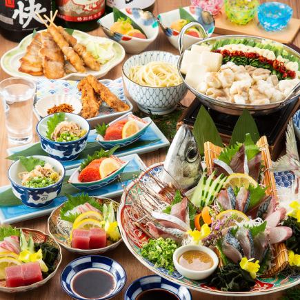 ●<120 minute seating!>●Live squid, yakitori, motsunabe (offal hotpot), "Hakata's three major specialties, all-you-can-drink course" 6,000 yen