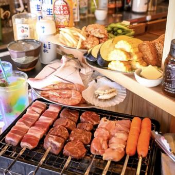 Become a food stall owner! Includes 2 hours of all-you-can-drink! "Food stall experience BBQ course (with all-you-can-drink)" 5,000 yen (tax included)