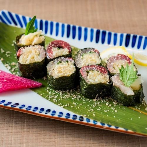 Yellowtail wrapped in pickled ginger