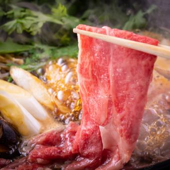 【和牛コース　7000円】　江戸伝統の味噌仕立ての和牛すき鍋コース