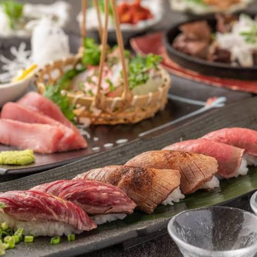 メディアで話題！海鮮・肉料理は種類豊富にご用意！国産和牛や直送マグロ、サーモンなどバラエティも豊か！