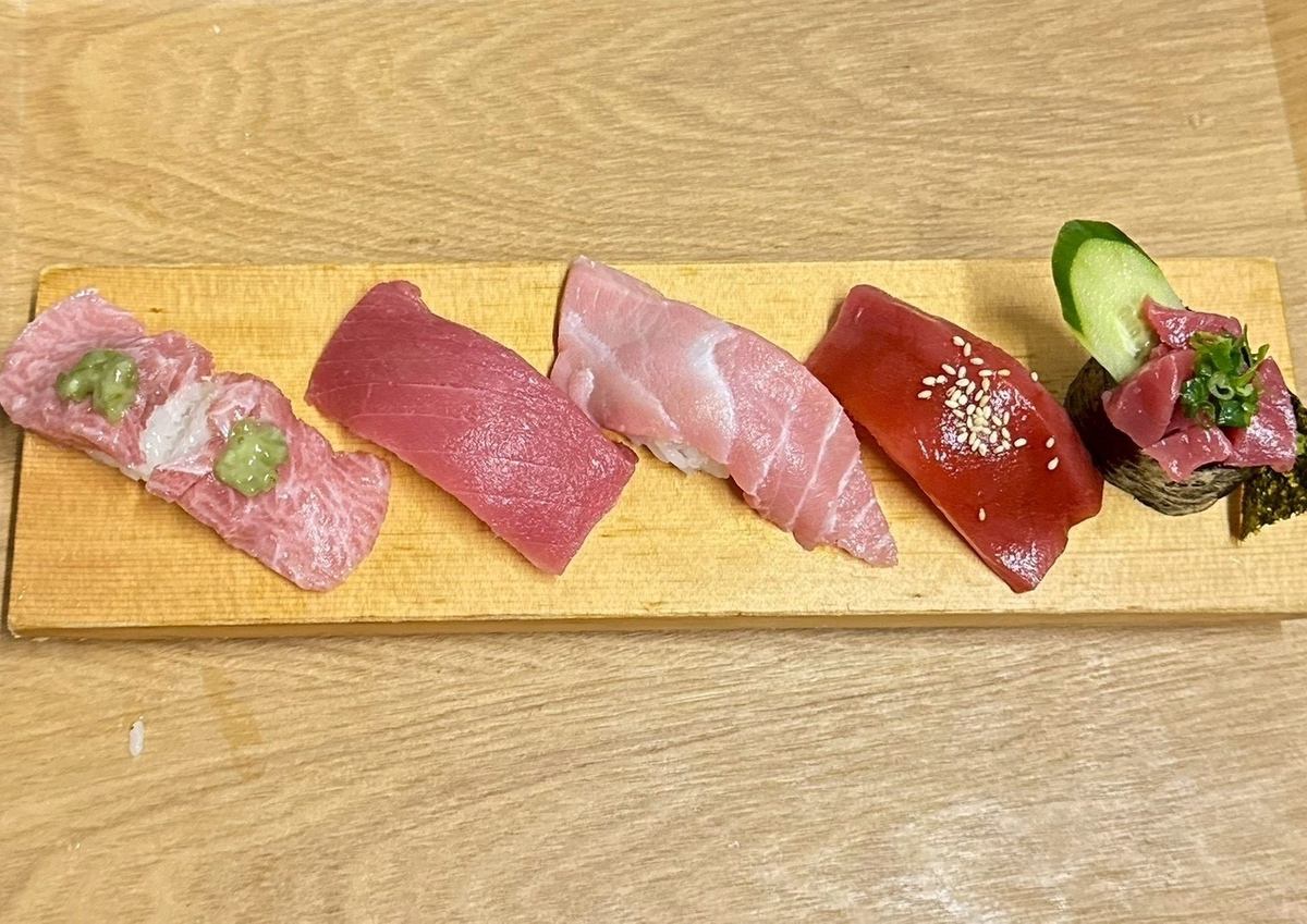 市場直送の名物「マグロファイブ」や旬のお造りを日本酒と共に