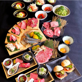 Meat Kindou Bliss Course: 16 dishes in total, including a tasting comparison of the finest tongue, the finest skirt steak, and rare cuts ◆ 7,700 yen (tax included)