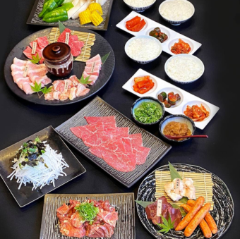 【含120分鐘暢飲】肉金道套餐：16道菜，含瘦肉烤涮涮鍋 ◆ 5,500日圓（含稅）