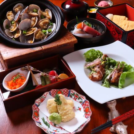 <スマート支払>【飲み放題付き】梅コース［保美豚軟骨の角煮・あさり御飯など］6500円(税込)