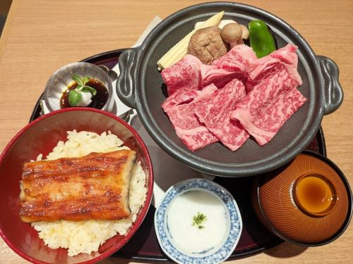 牛陶板焼き膳(鰻半尾)