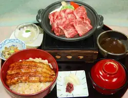 牛陶板焼膳(鰻丼)