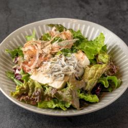 Tofu and small sardine salad